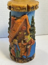 Johann Gunter Wax Candle &ndash; Hansel & Gretel Witch Scene, Hand Painted Germany