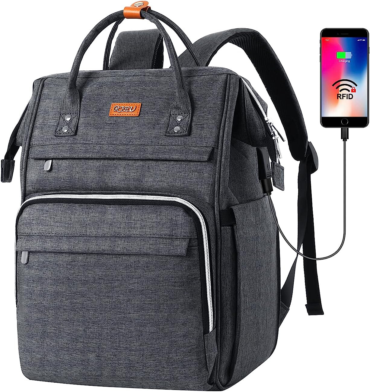 RJEU Mochila Portatil Mujer,Mochila Viaje Cabina Casual Profesora Oficina Trabaj