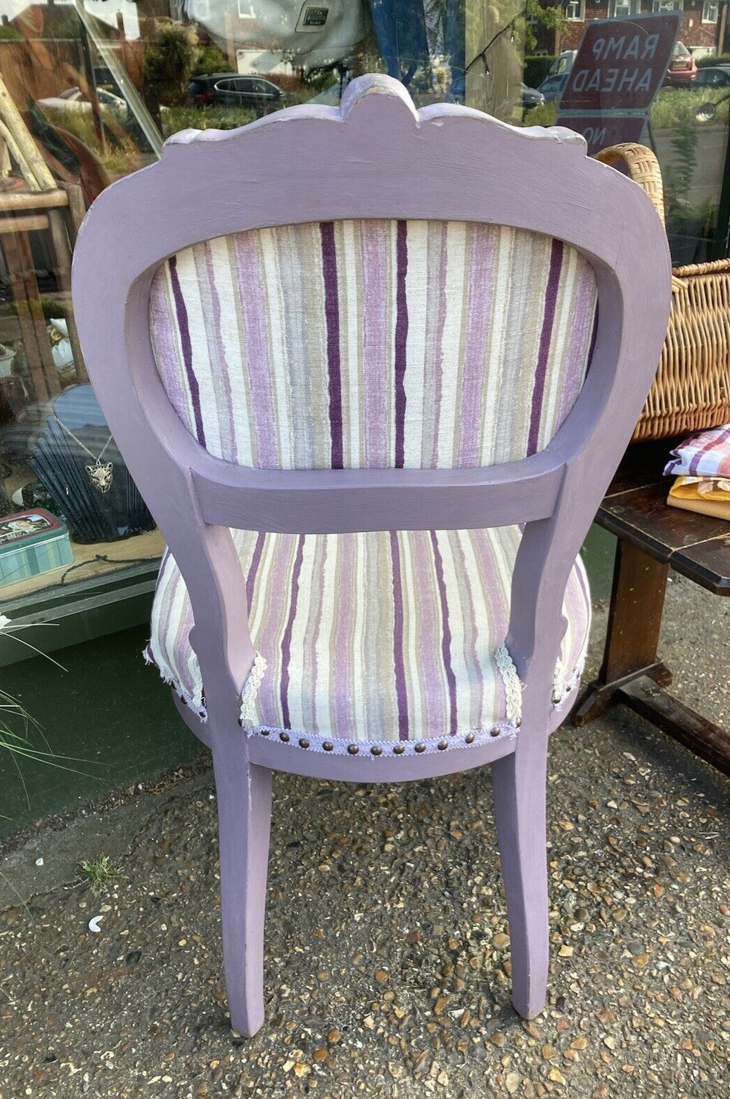 PURPLE STRIPED DRESSING TABLE OR OCCASIONAL CHAIR 5