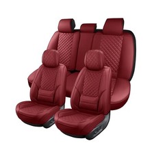 Leather Car Seat Covers Full Set Breathable Automotive Seat Covers Waterproof...