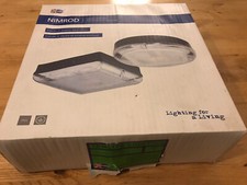 Tamlite 28W 2D Nimrod Emergency Circular Bulkhead Black Prismatic Light Fitting