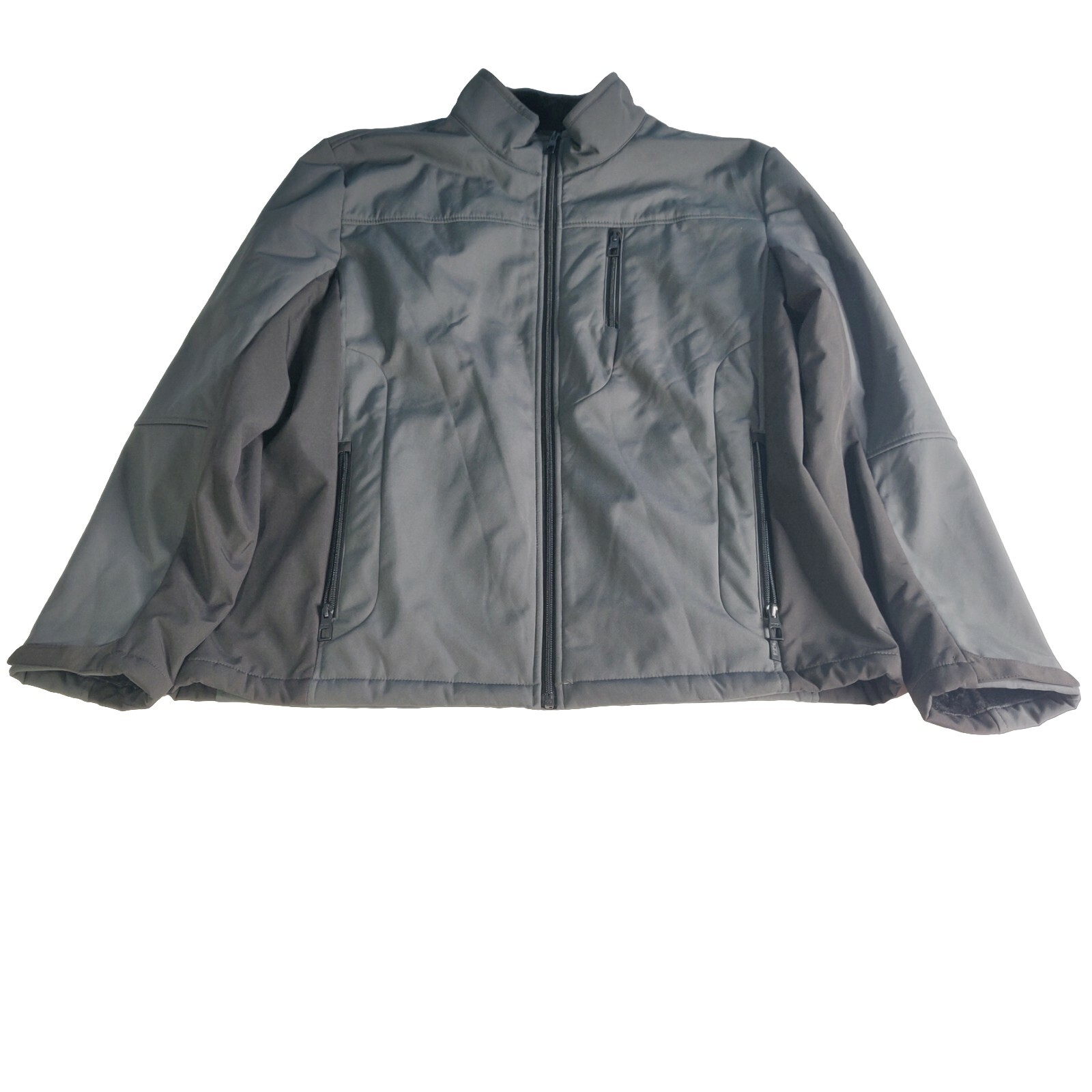 TUMI Soft Shell Jacket Plush Sherpa Lined Zip Up Jacket Sz XL Grey Black