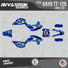 Graphics Kit for Kayo Pit Bike TT125 TT140 2021+ Invasion Series - Blue