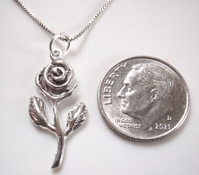 Blooming Rose 925 Sterling Silver Floral Pendant flowers