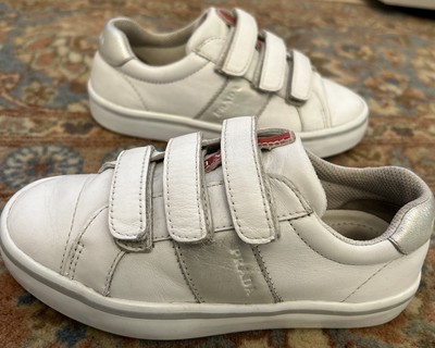 PRADA Vitello Americas Cup White Leather Trainers Sneaker Eur 30 Kleinkind/Kinder