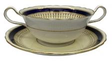 Aynsley 7301 Cobalt Cream Soup Bowl & Saucer