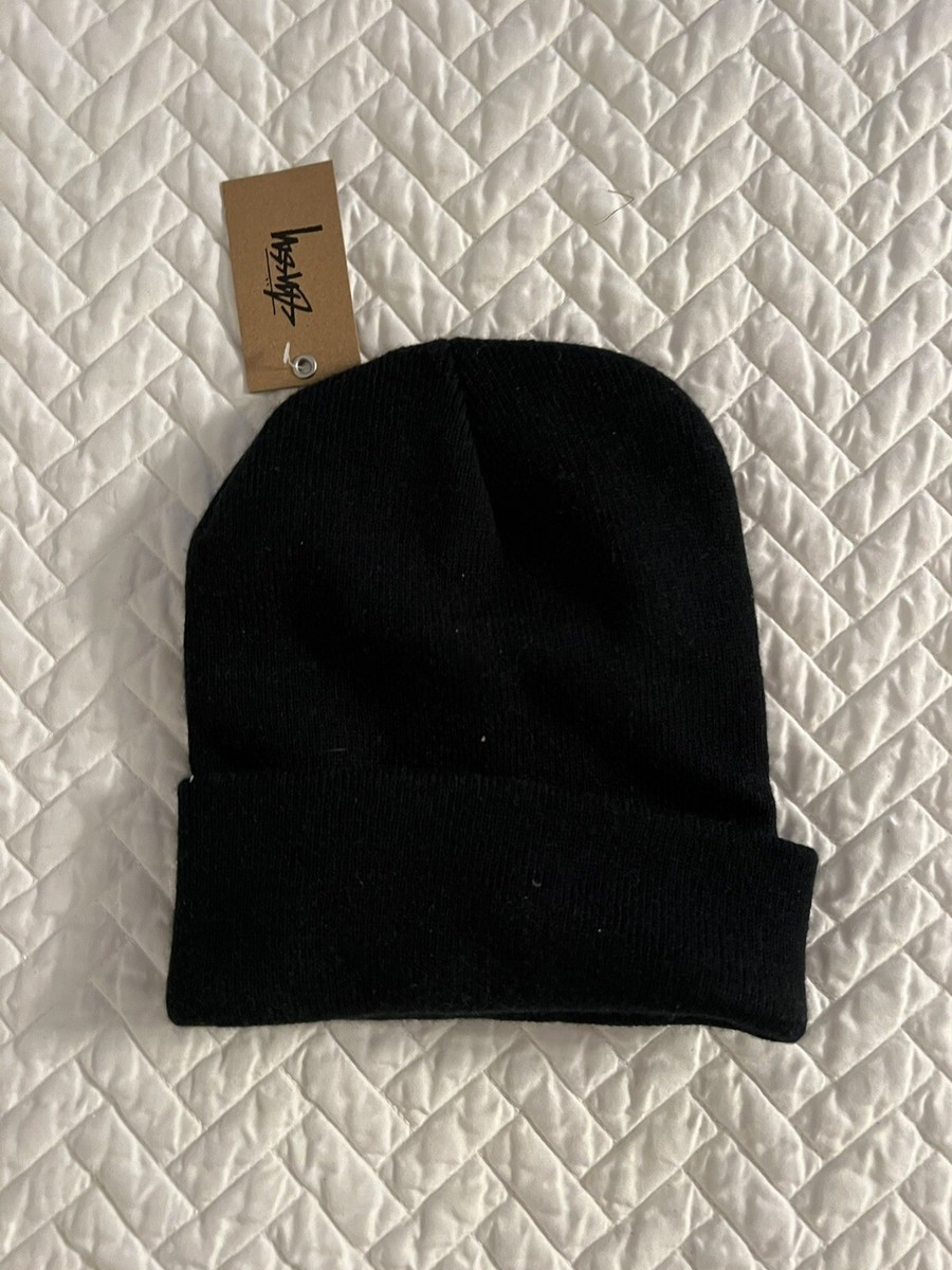 Stussy Design Corp. Cuff Beanie Black Stretchy Rib Knit Hat Winter