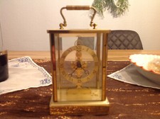 EMES Skelettuhr Quarz Stabuhrwerk Massiv Messing Kaminuhr / Tischuhr