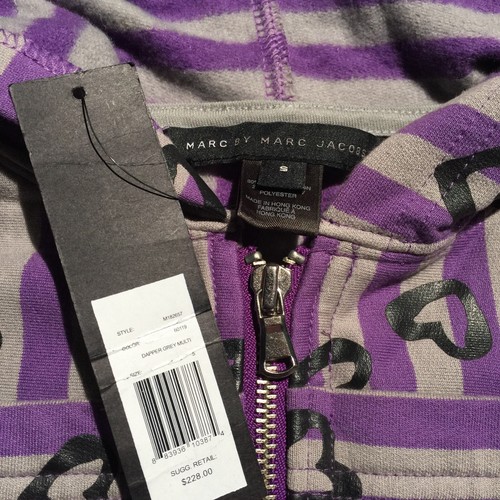 New MARC by MARC JACOBS $228 Heart Fleece Hoodie SMALL Zip Sweatshirt - Picture 3 of 10