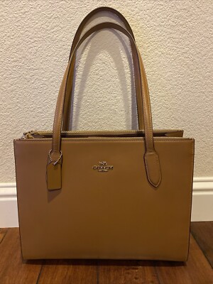 New With Tag COACH NINA TOTE Handbag; LIGHT SADDLE Brown/Tan