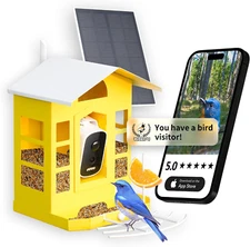 Metal AI Bird Feeder Camera W/ 32GB - Solar Powered, 2K Auto Rec & Live View, Id