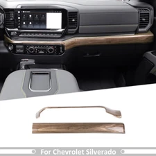 Wood grain Center Console Dash Cover Bezels Accessories For Chevy Silverado 22+