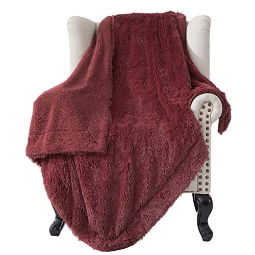 Burgundy Red Throw Blanket for Couch, Throw (50