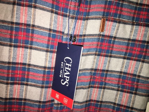 Chaps Flannel Shirt Mens Size S, Red Plaid Cotton Blend Stretch, Button Down New - Picture 4 of 6