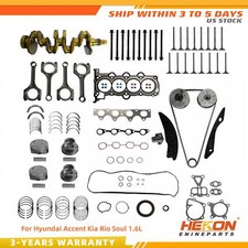 G4FG Crankshaft Rods Timing Kit Gasket Set For Hyundai Accent Kia Rio Soul 1.6L