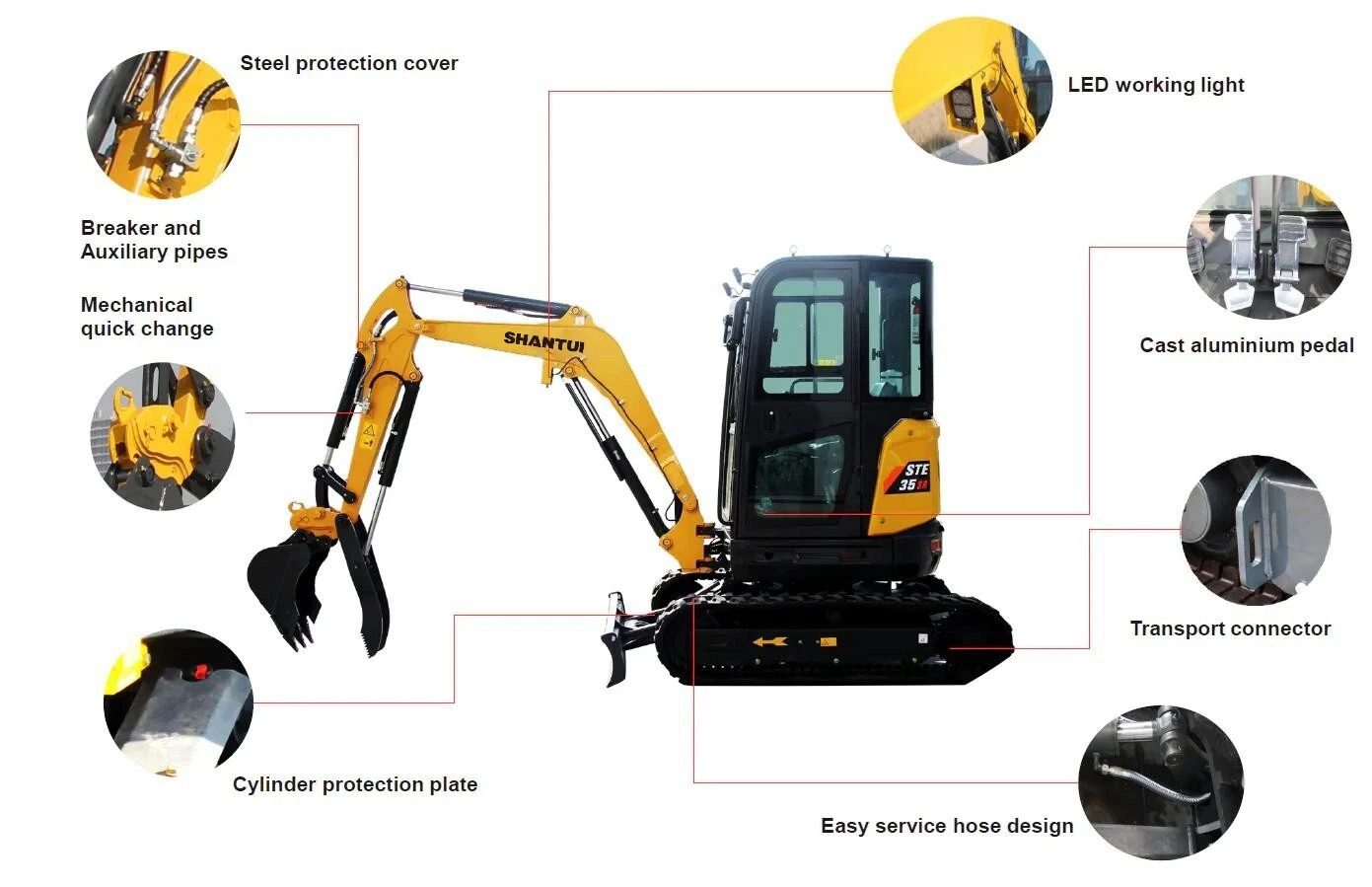 SHANTUI 2.8Ton Mini Excavator Yanmar Diesel Engine EPA w