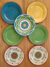 7  Home Melamine 8.5" Salad Picnic Party Plates Colorful Floral Solid