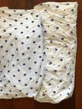 Kidsline & Cloud Island Lot x 2 Nautical Stars Boats Fitted Crib Sheets EUC