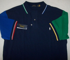 NWT Polo Ralph Lauren NAVY COLORBLOCK Shirt Men XLT Green/Royal Blue WHITE PONY