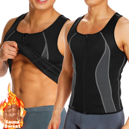 Neoprene Mens Sauna Sweat Vest Waist Trainer Gym Shirt Body Shaper Shapewear UK - Picture 1 of 37