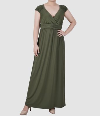 empire petite formal dresses GLS Long Formal Pleated Empire Waist Prom Dress - Rose Gold - Sleeveless Illusion V-Neck - Size XS