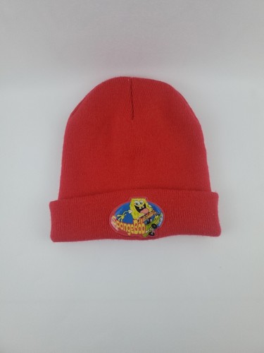 Beanie SpongeBob SquarePants Beanie Winter Hat Red Knit Boys Nickelodeon Logo - Picture 2 of 9
