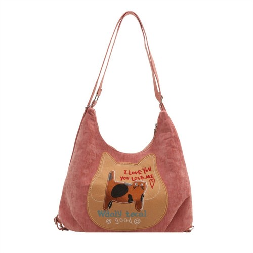 PU Bucket Bag Cartoon Cat Pattern Crossbody Tote Autumn And Winter - Picture 8 of 10