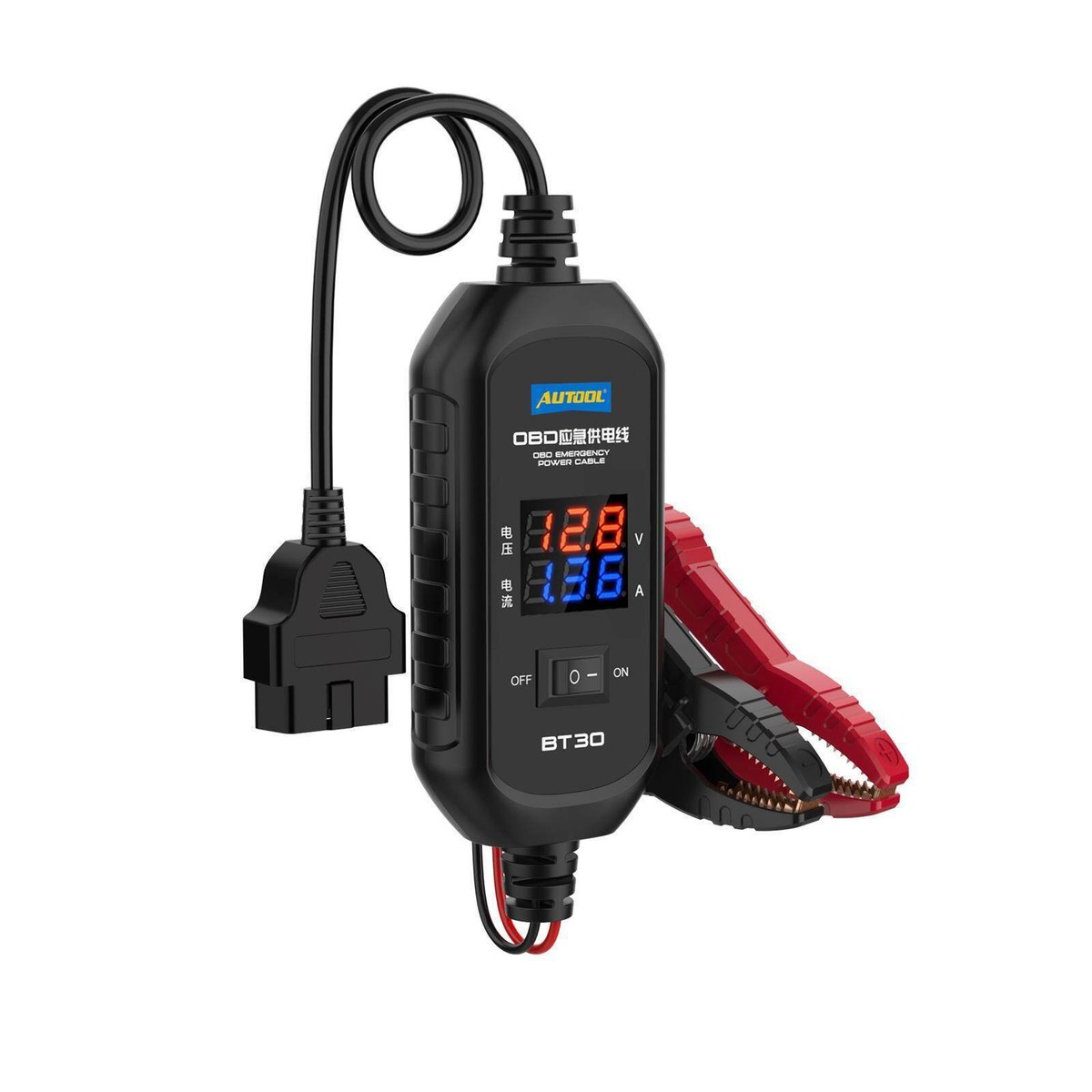 OBD2 Car Memory Saver & Battery Protector - 12V, 1.3m Cable, With Digital Display For Voltage/Current