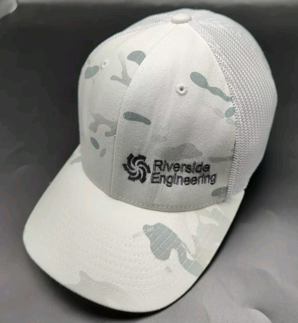 RIVERSIDE ENGINEERING hat flexfit fitted white ca… - image 1