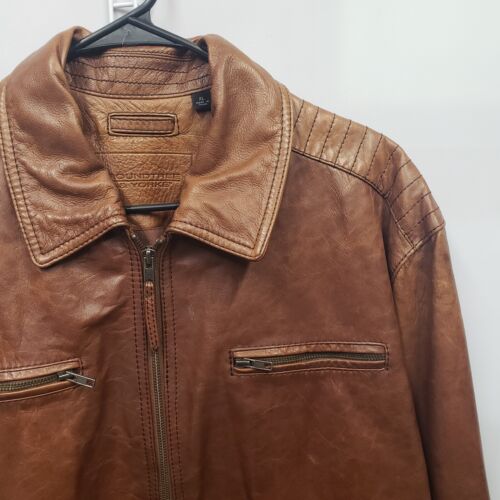 Vintage Roundtree and Yorke Leather Jacket Men's Sz XL Brown Bomber Lambskin - Picture 3 of 21