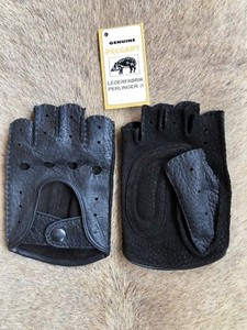 Men/'s Fingerless Driving Peccary Leather Gloves All size/'s Cognac Hazelnut