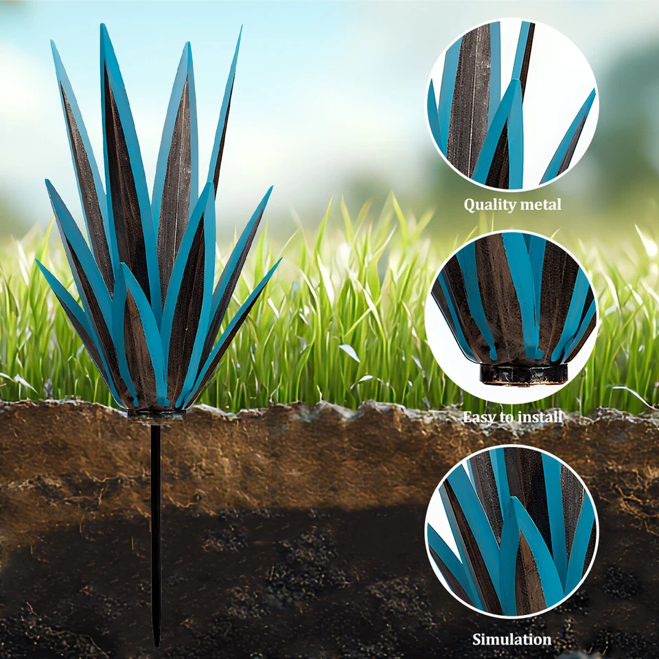 Planta de flores de agave de metal hágalo usted mismo metal tequila escultura rústica decoración de jardín al aire libre Foto 4 de 4