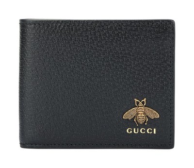 Gucci Metal Bee Decorative Hot Stamped Logo Double Fold Wallet