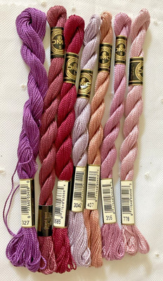 DMC 5 Perle Coton Thread Lot of 7 Lavenders Made in France 27.3Yd 25M New