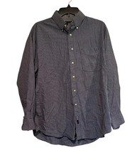 Tommy Hilfiger Mens L 16 32/33 Button Down Shirt Blue Check Long Sleeve