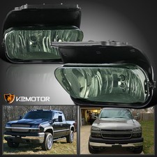Fits 2003-2006 Chevy Silverado Avalanche 1500 Smoke Bumper Fog Lights Lamps Lr