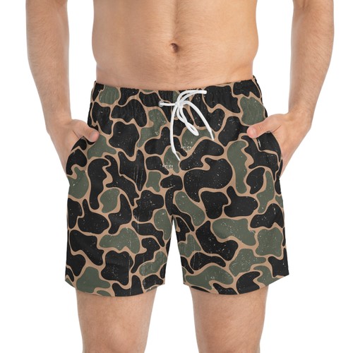 Camo Swim Trunks | Mens Beach Shorts, Summer Swim Gear, Vacation Swimwear - Picture 4 of 5