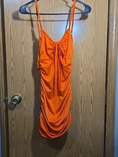 Shein Women Orange Ruched Mini Dress size S