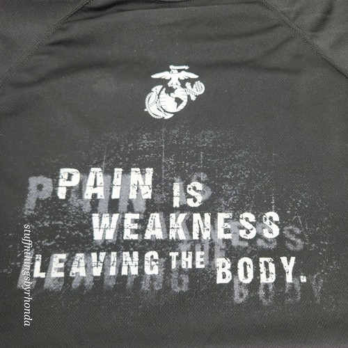 USMC Marines Black T Shirt Size Med "Pain Is Weakness Leaving The Body" Ooh-Rah - Picture 6 of 9