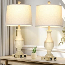 Farmhouse Lamps Set of 2, Vintage Rustic 3-Way Dimmable Touch Control Table L...