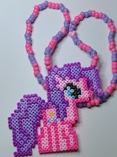 My Little Pony Inspired Pinkie Pie Necklace  Handmade Pixel Art Kandi Bead Neck