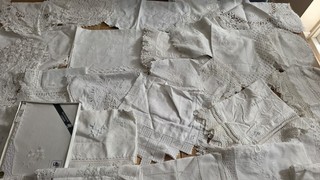 x51 Joblot mixed white crochet Embroidered Table linens Traycloths Crafting