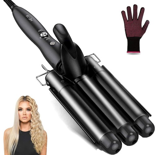 Hair Waver, 1 Inch 3 Barrel Curling Iron Wand 25mm Hair Crimper, Temperature ...