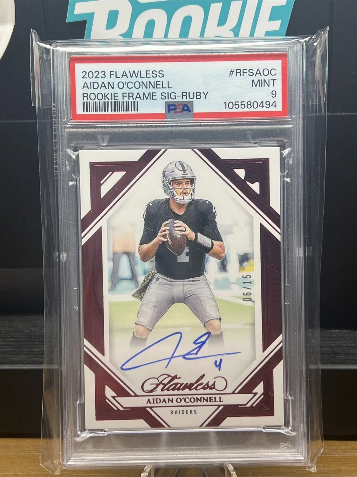 Aidan O'Connell Panini Flawless Rookie Frame Signatures #RFSAOC Ruby