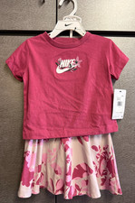 2pc Nike Violet Floral Logo Top Floral Skort Set Size 3T New With Tags