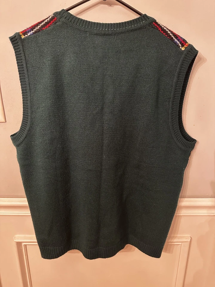 Jennifer Moore Suéter Chaleco Verde A Cuadros De Colección Para Mujer Talla XL Abotonada Foto 3 de 4