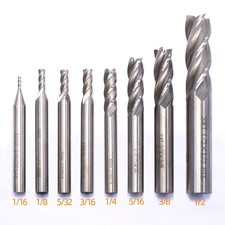 8Pcs HSS 4 Flute End Mill Set Heavy Duty CNC Milling Cutter Drill Bit Kit 212g