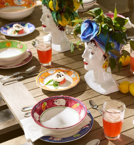 Mixed Set of 8 VIETRI CAMPAGNA Melamine Pasta Bowls Gallina Pesce Porco Uccello