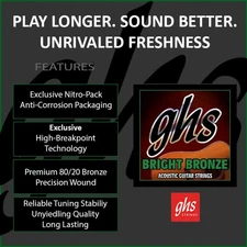 GHS Strings - Bright Bronze Acoustic Guitar Strings – Ultra Light Gauge 10