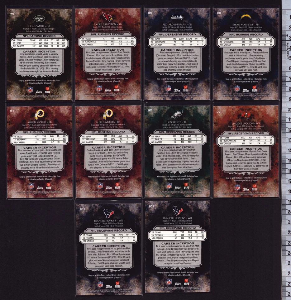 22 2014 Topps Inception Football Card MAGENTA PARALLEL Lot all SN /75 w/ 2 Dupes - Image 4 of 4